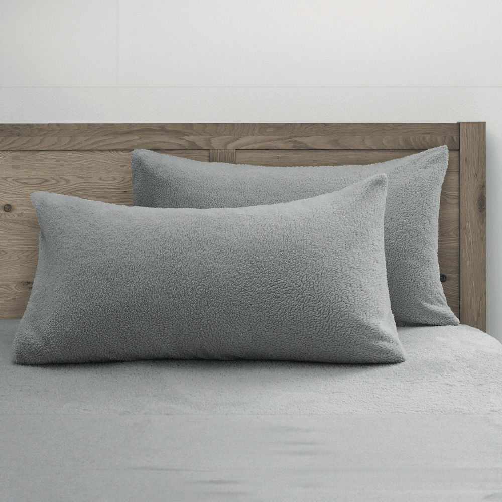 Velosso King Size Silver Teddy Fleece Duvet Set Image 2