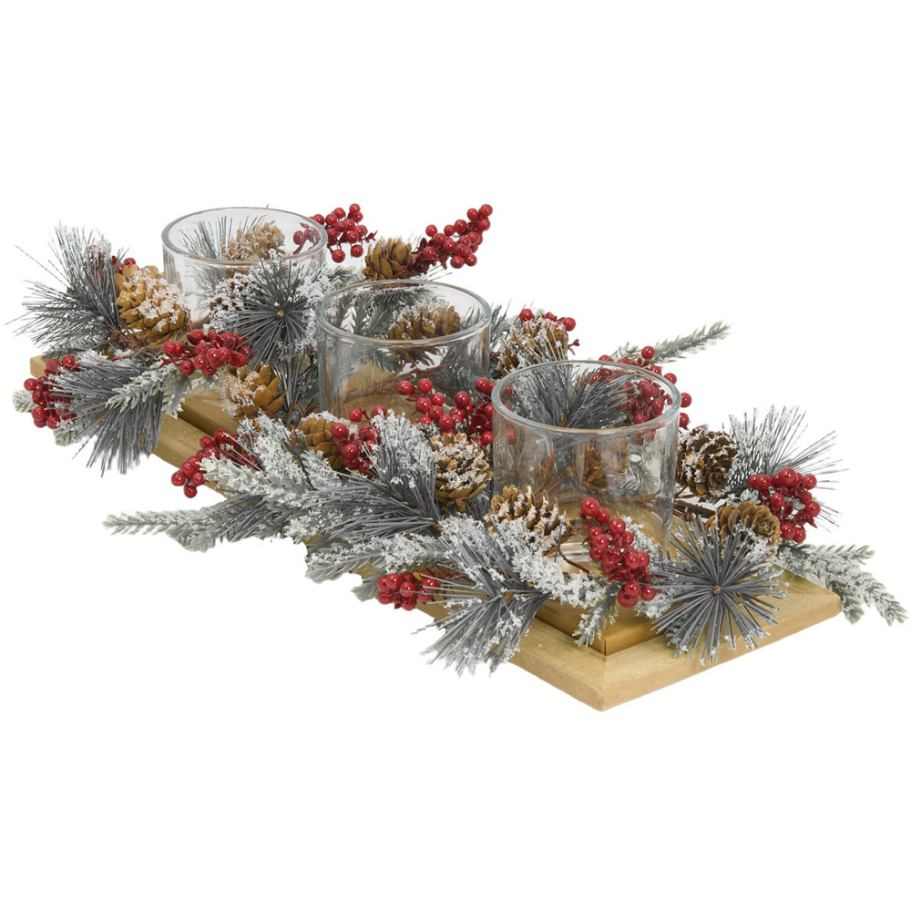 Berry and Fir Triple Candleholder Image 2