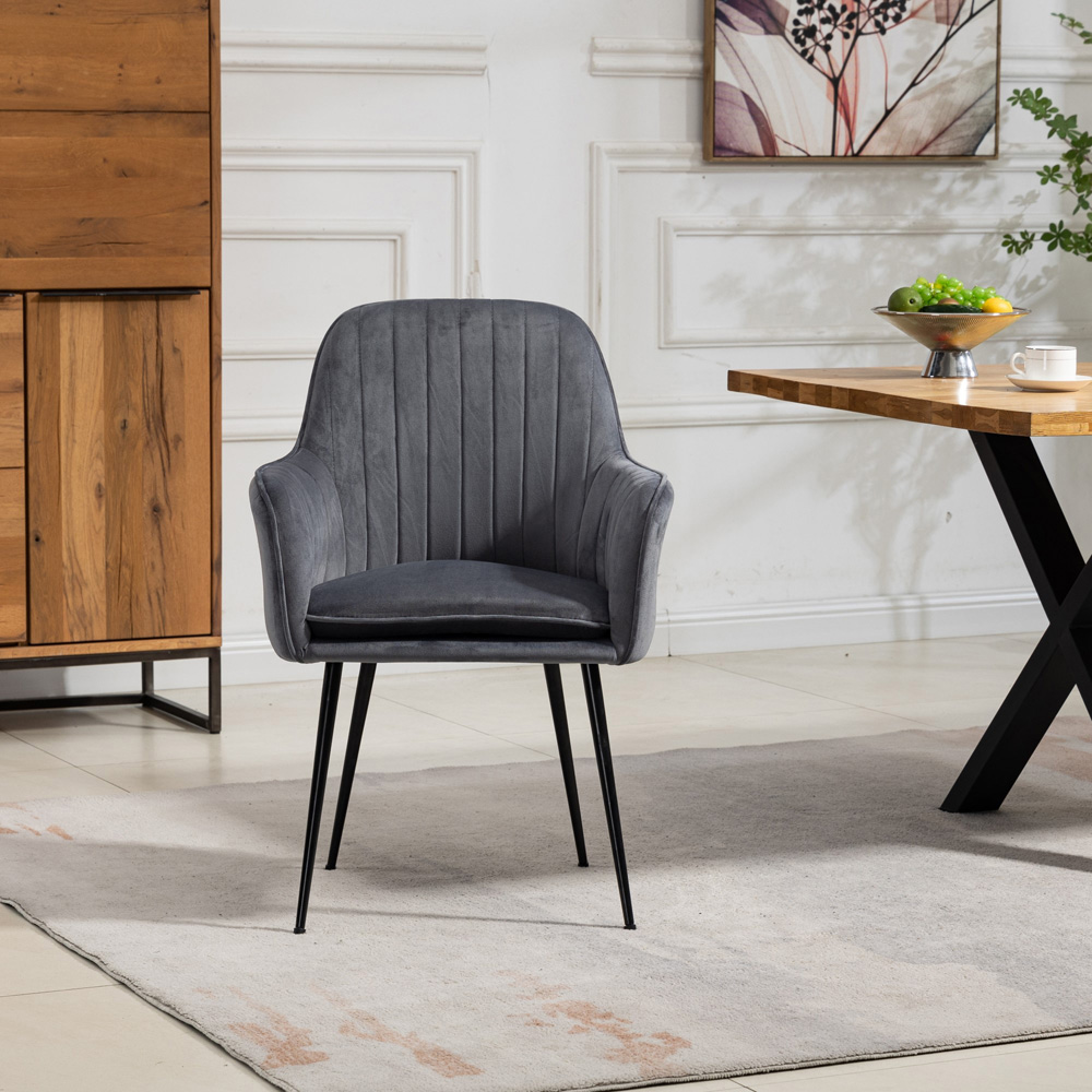 Artemis Home Carrara Set of 2 Grey Velvet Dining Chair Image 2