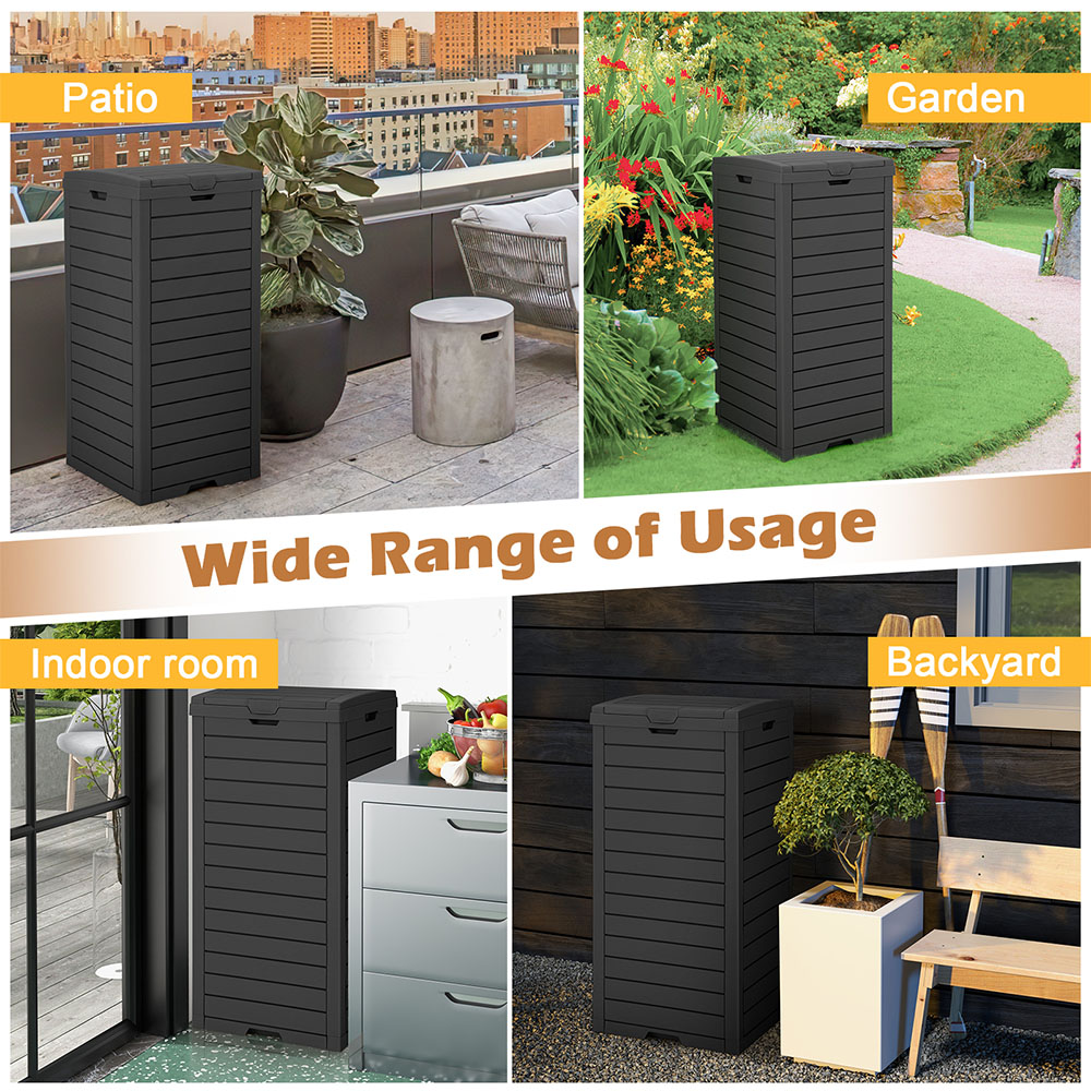 Costway Black Backyard Trash Bin with Lid 118L Image 7