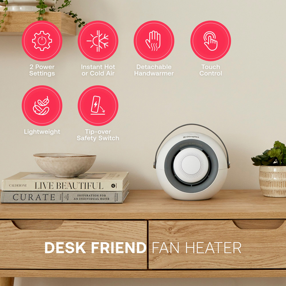 Dimplex Desk Friend White Personal Fan Heater with Detachable Handwarmer 400W Image 8