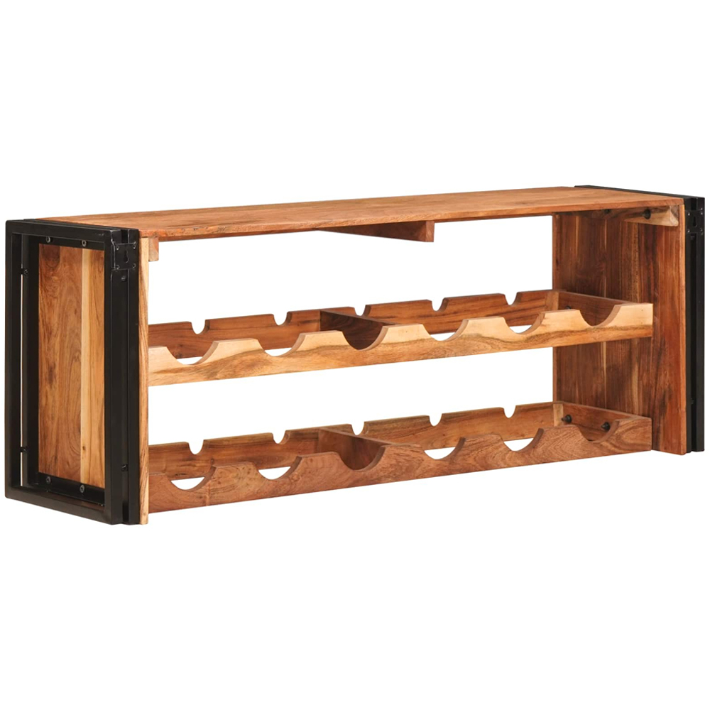 vidaXL 12 Bottle Brown Solid Acacia Wood Wall Mounted Wine Rack Image 4