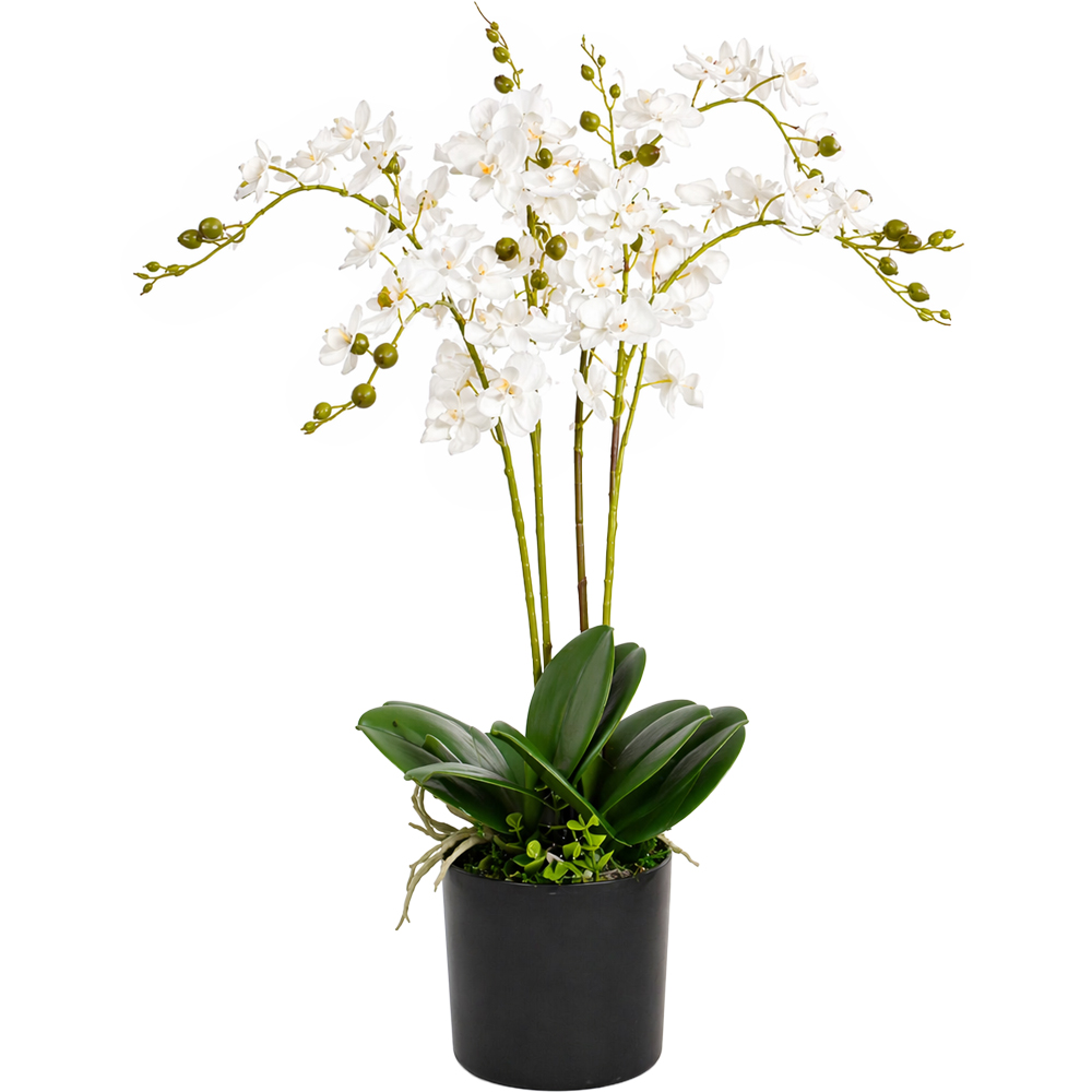 Leaf White Orchid Flower Artificial Plant in Pot 60cm Image