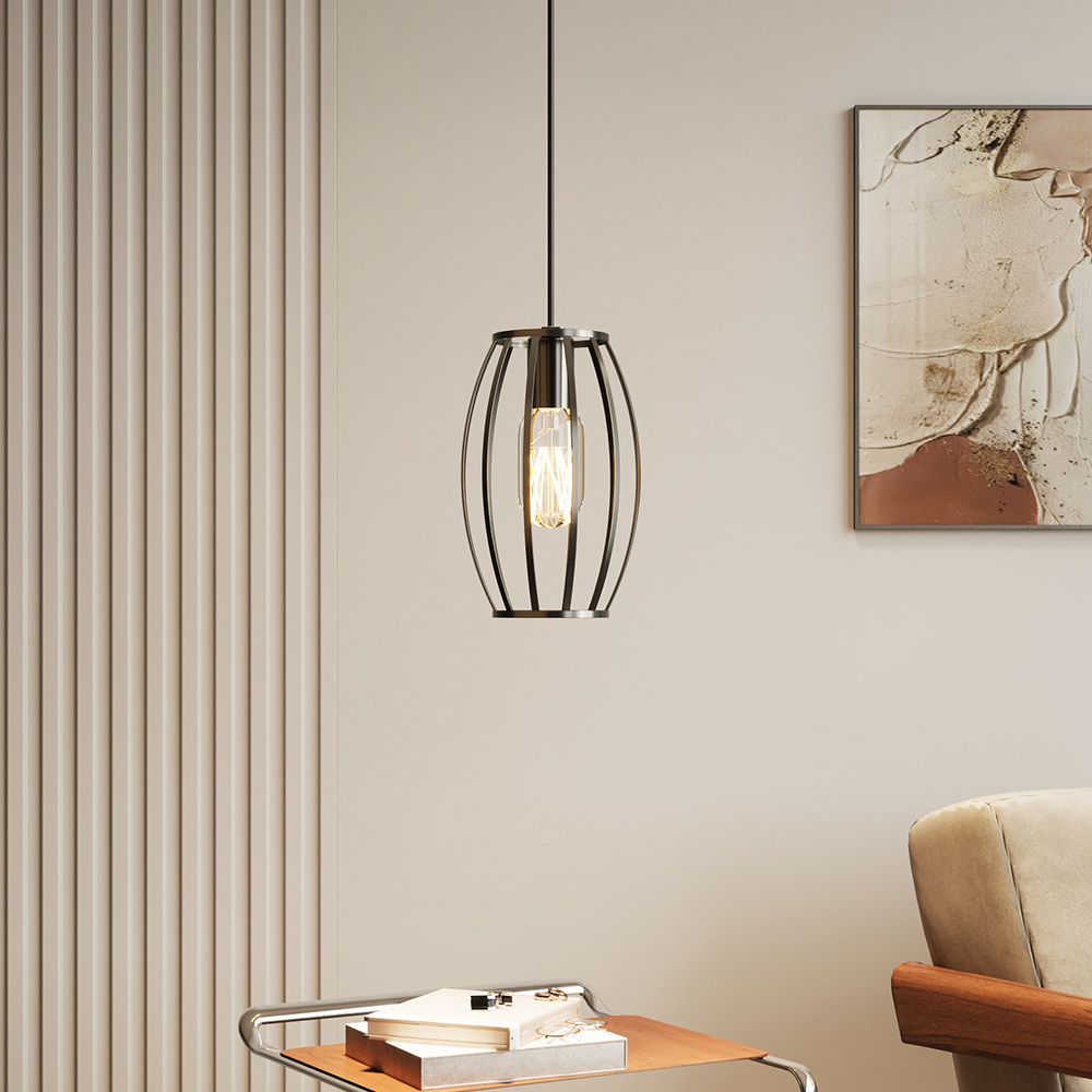 Living and Home Small Black Iron Lantern E27 Pendant Light Image 7