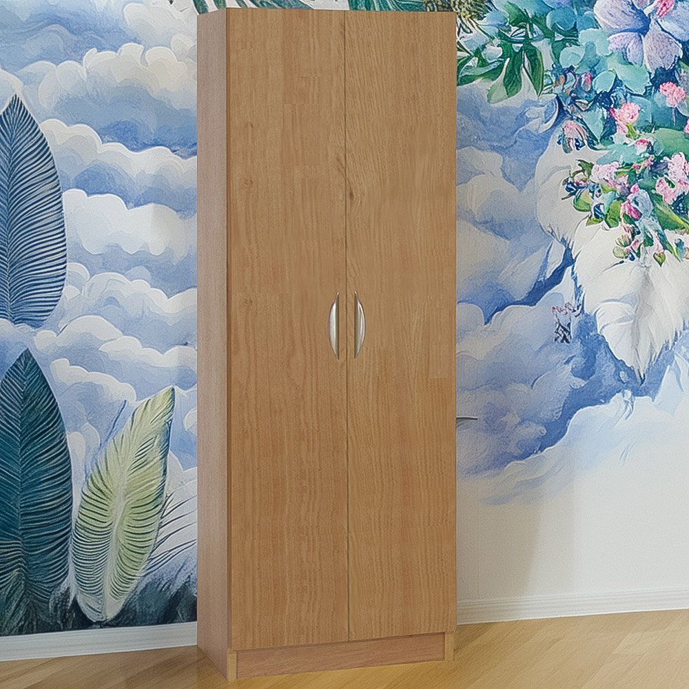 R White Cabinets 2 Door Brown Tall Cupboard Image 1