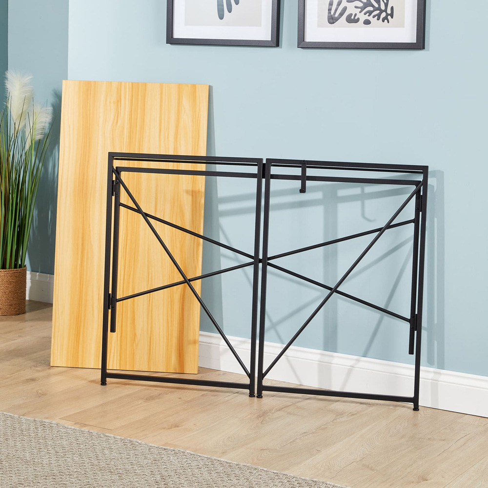 Home Source Brampton Folding Compact Desk with Hook Light Oak Image 5