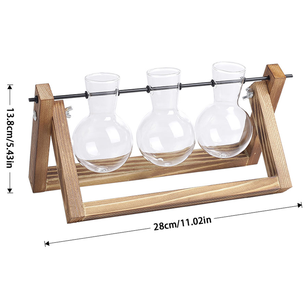 Living and Home 3 Piece Bulb Glass Terrariums with Wood Stand Image 8