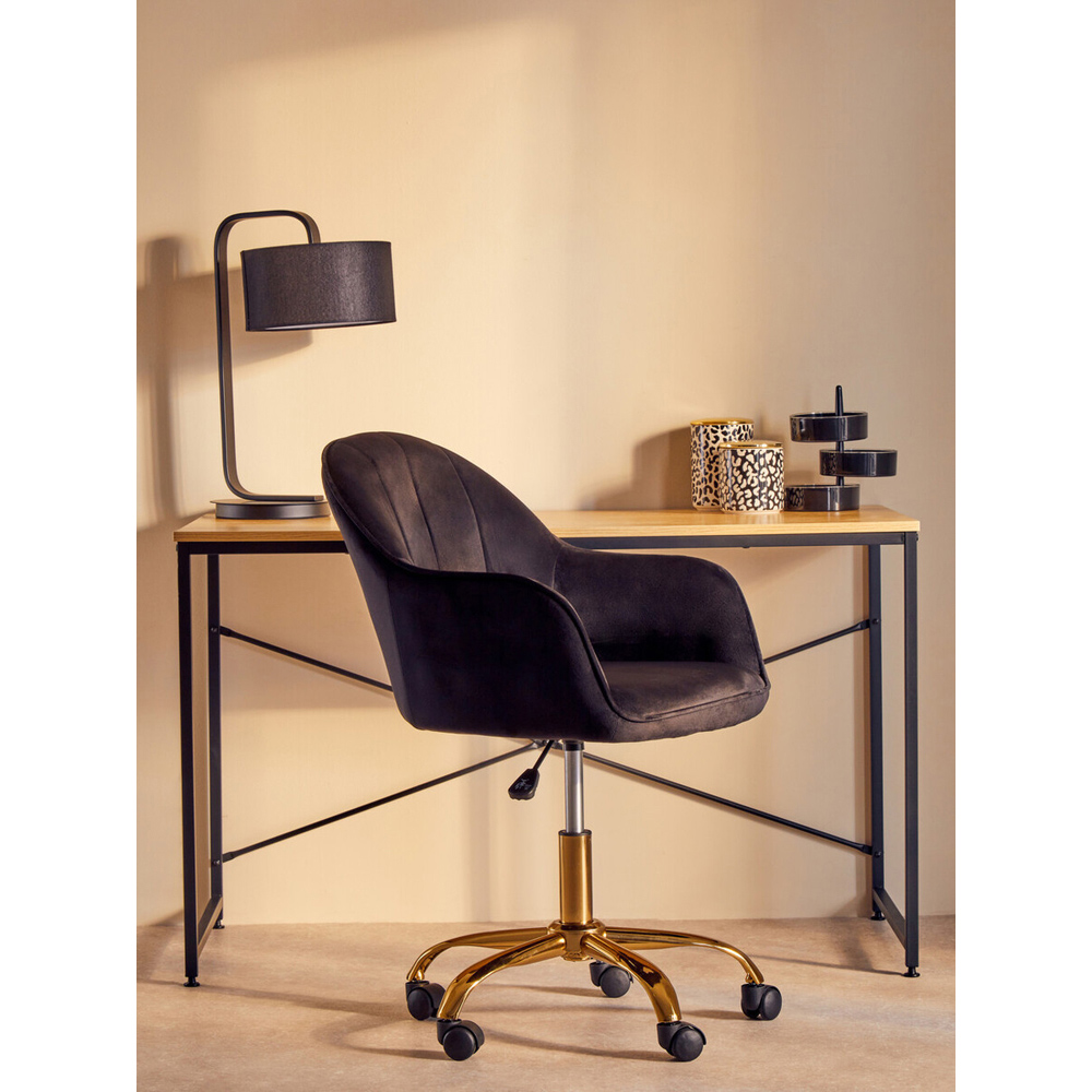 Interiors by Premier Brent Black and Gold Swivel Home Office Chair Image 8