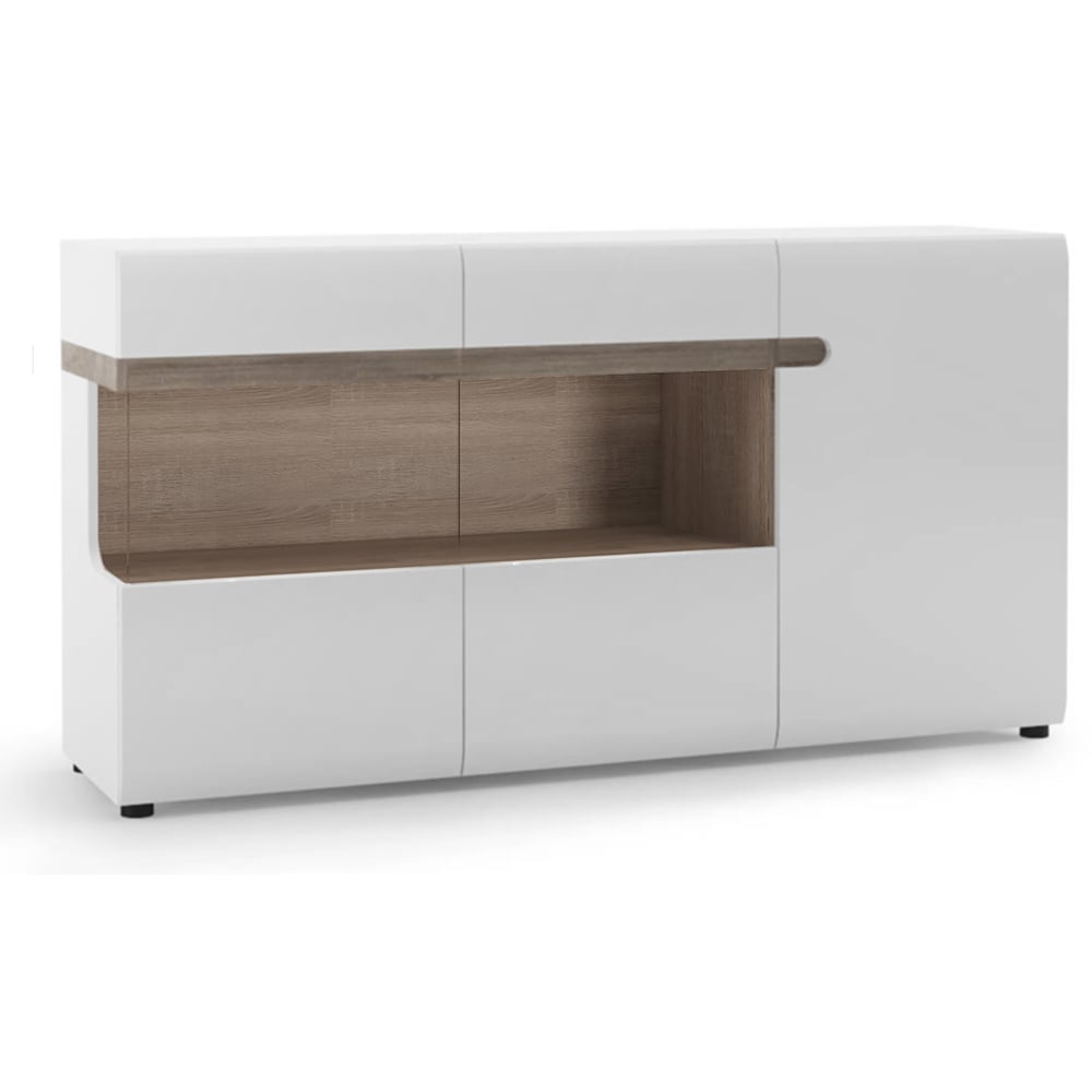 Florence Chelsea 3 Door White and Oak Glazed Sideboard Image 2