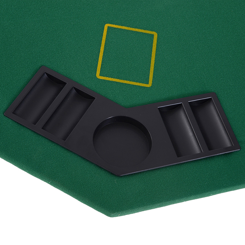 HOMCOM 8 Player Green Foldable Hexagonal Poker Table with Chips and Cup Holder Image 4