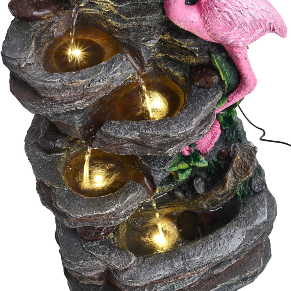 Living and Home Solar Light Flamingo Rockery Garden Water Feature Image 4