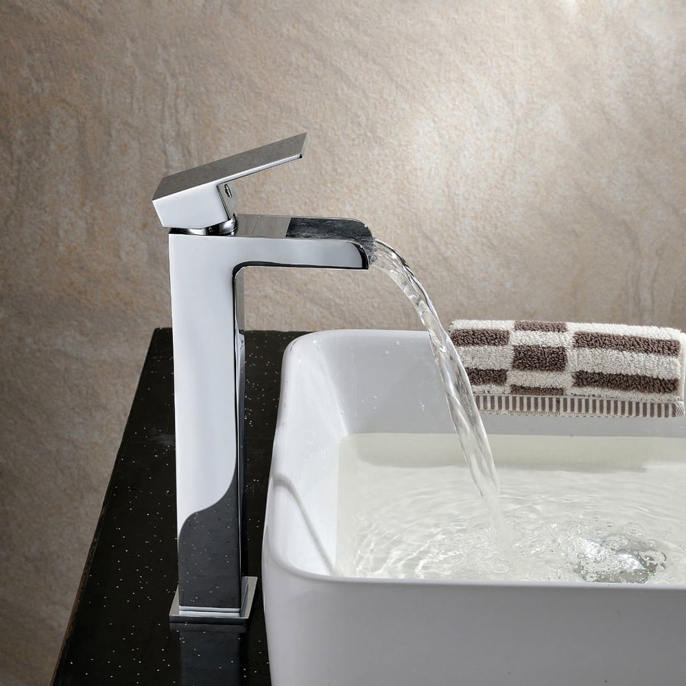 Nes Home Waterfall Chrome Tall Basin Mono Mixer Tap with Waste Image 2