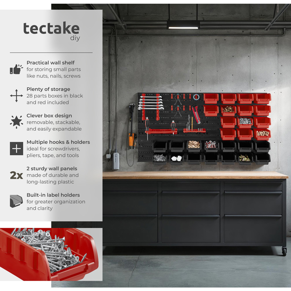 Tectake 28 Stacking Boxes and Tool Holders Small Parts Organiser Image 3