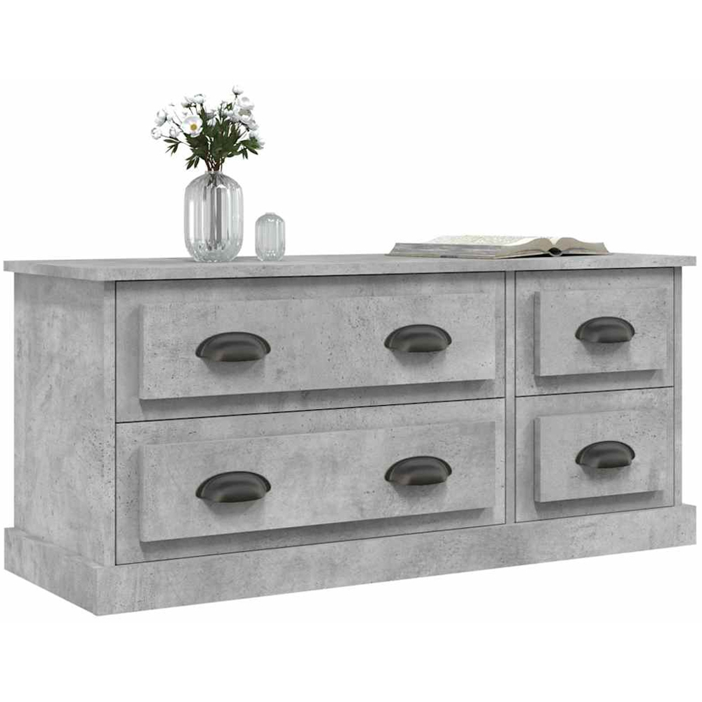 vidaXL 4 Drawer Concrete Grey TV Cabinet Image 4