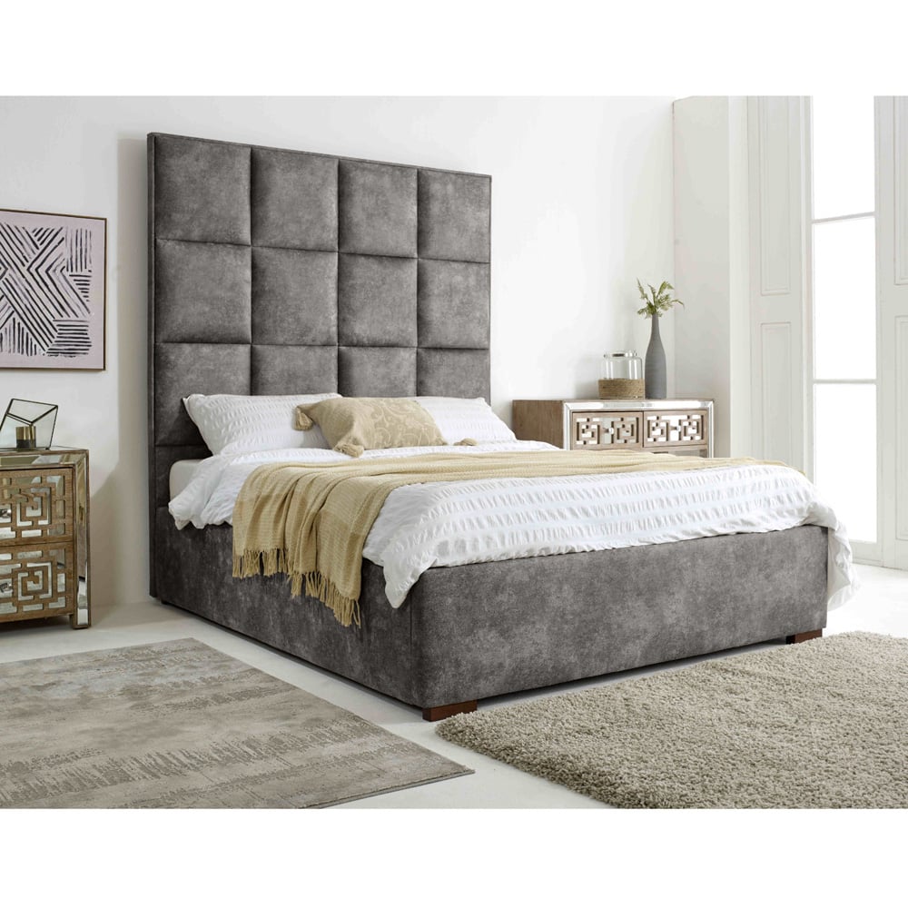 Eleganza Madelyn Single Grey Oakland Fabric Bed Frame Image 7