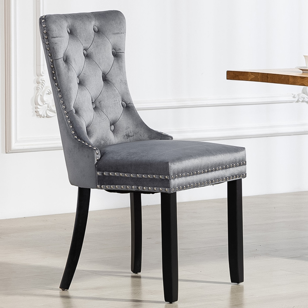 Artemis Home Ceres Set of 2 Grey Velvet Fabric Dining Chair Image 1
