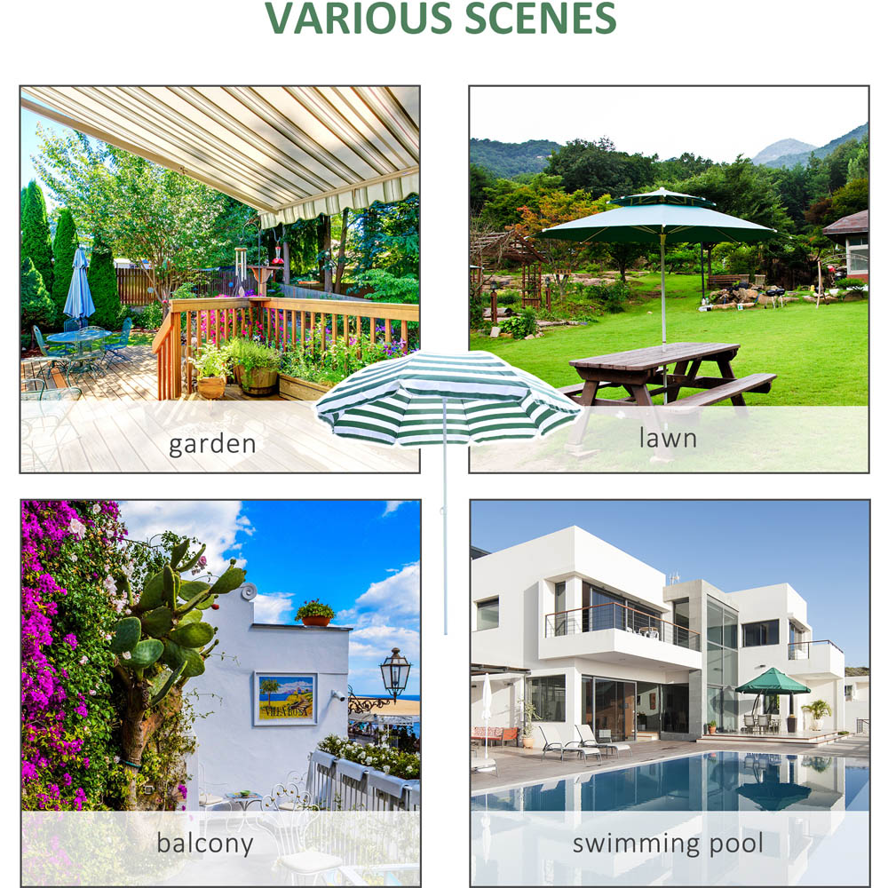 Outsunny Green and White Crank and Tilt Parasol 1.8m Image 6