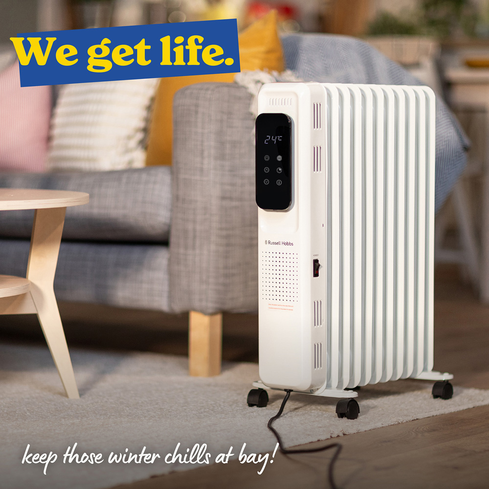 Russell Hobbs White 11-Fin Digital Touch Control Oil Filled Radiator 2500W Image 6