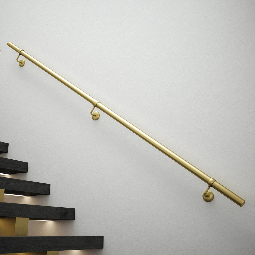 Rothley Satin Brass Stair Handrail Kit 2.4m Image 1