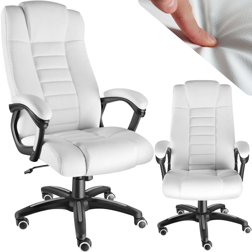 tectake White Office Chair with Padded Armrests Image 2