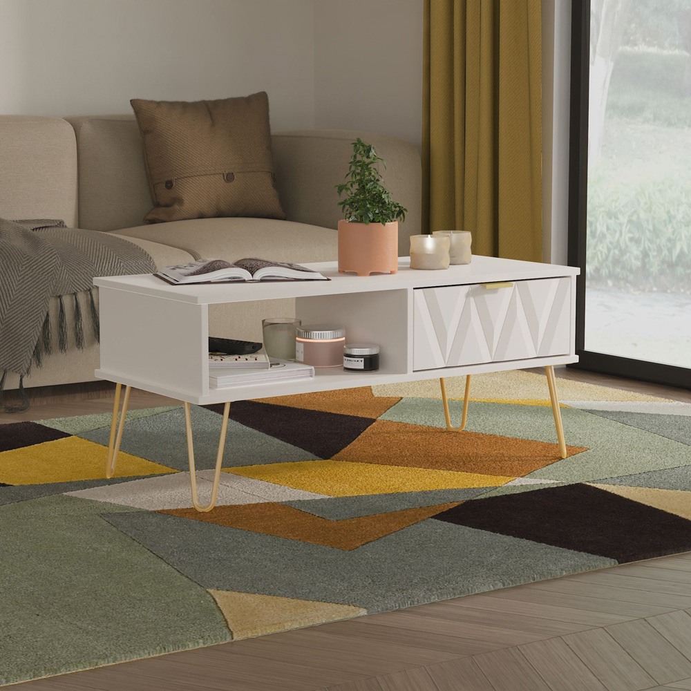 Crowndale Diamond Single Drawer Single Shelf Kashmir Matt Coffee Table Ready Assembled Image 7