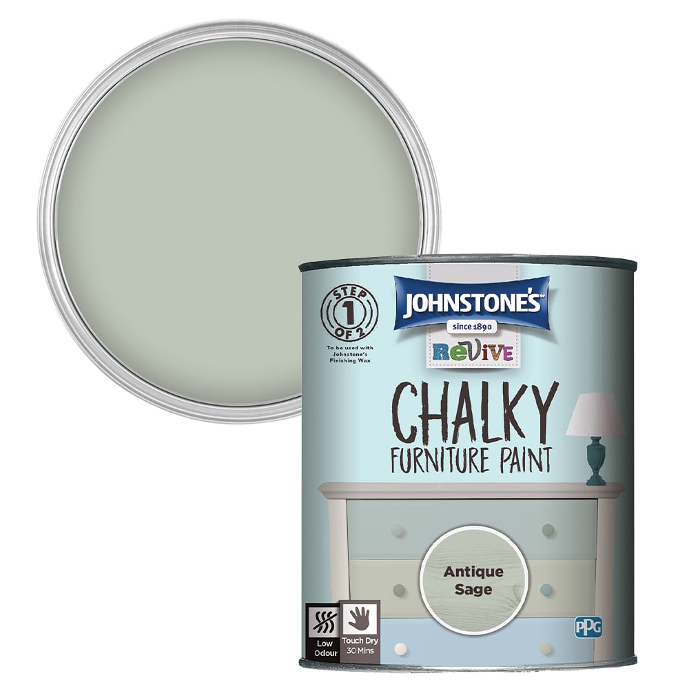 Johnstone's Antique Sage Chalky Furniture Paint 750ml Image 1