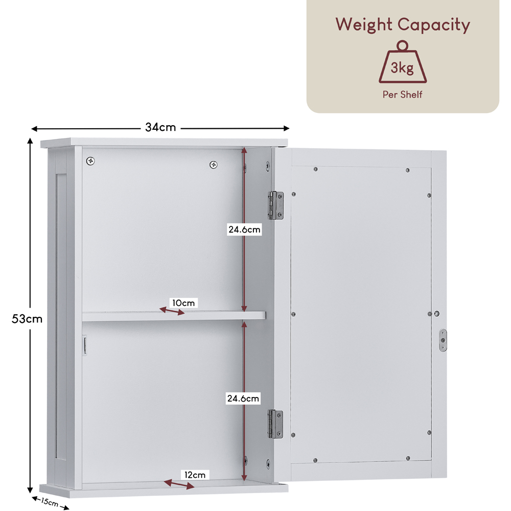 BATH VIDA Priano White Single Door Mirror Bathroom Cabinet Image 9