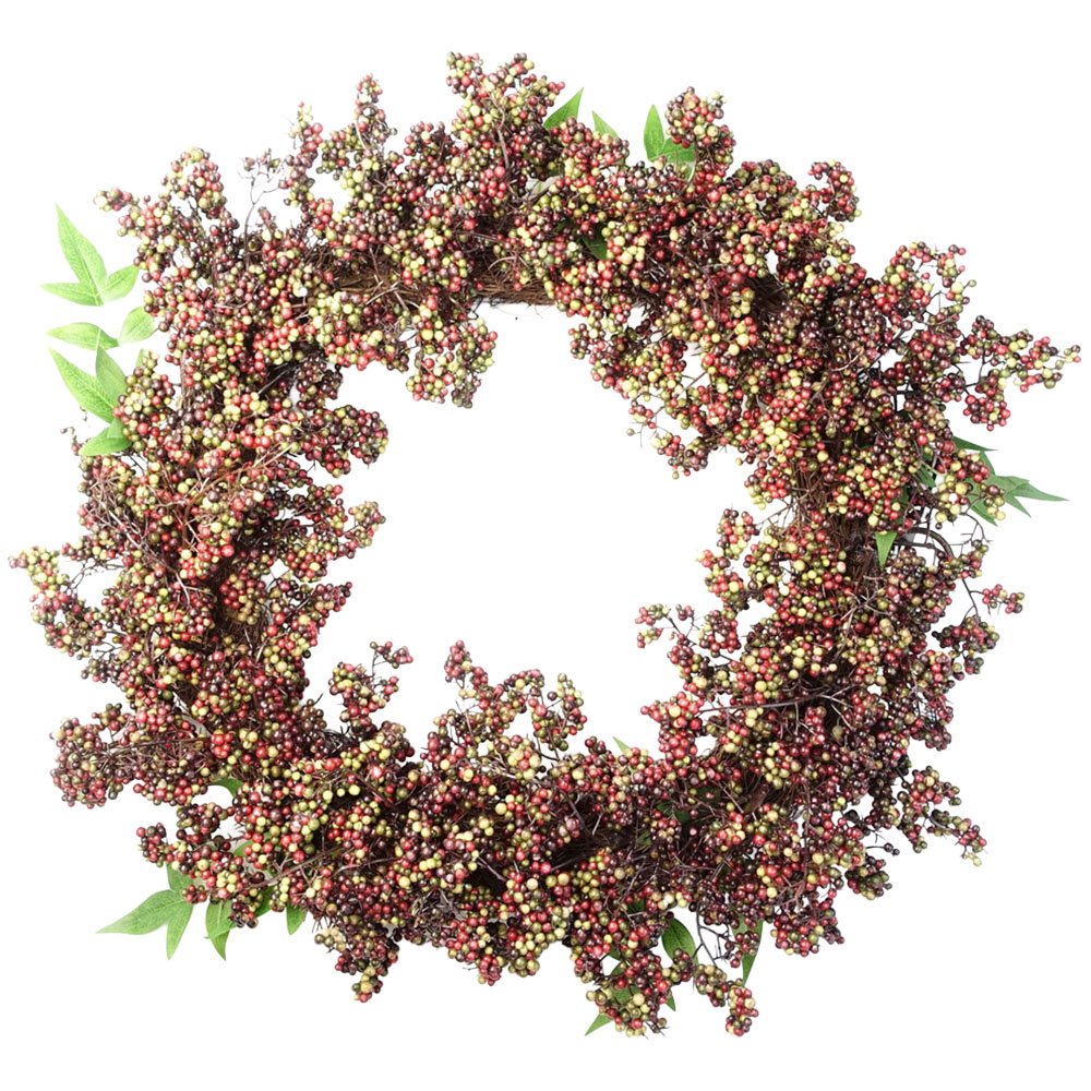 Leaf Black Berry Hanging Artificial Wreath 55cm Image 1