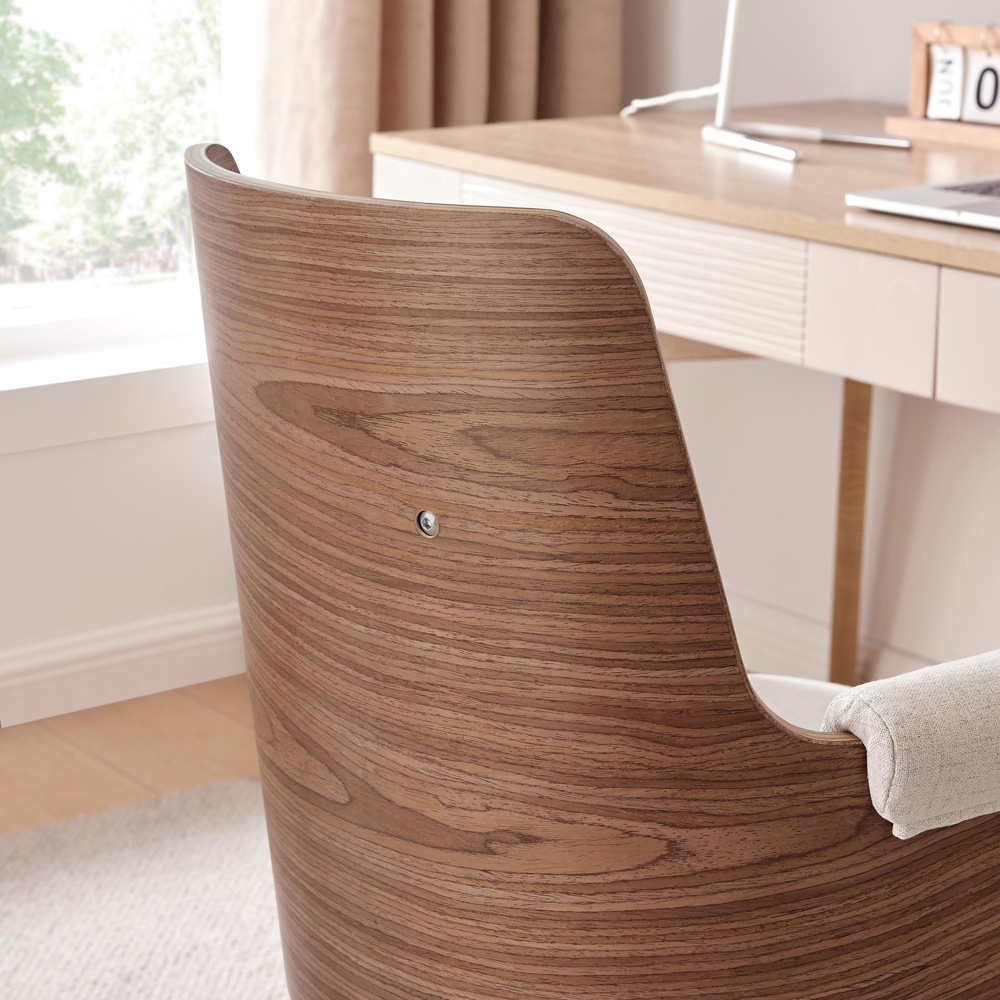 Furniturebox Loomz Cream fabric and Wood Office Chair Image 2