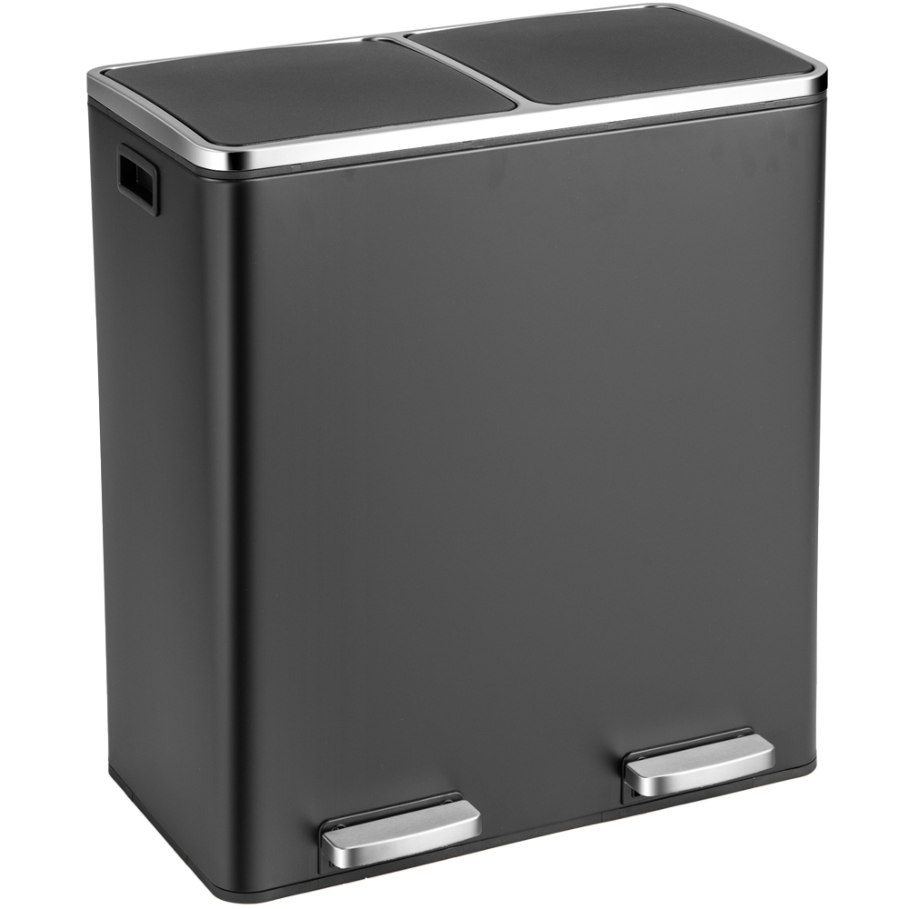 Costway Black Double Recycle Pedal Bin with Removable Compartments 60L Image 1