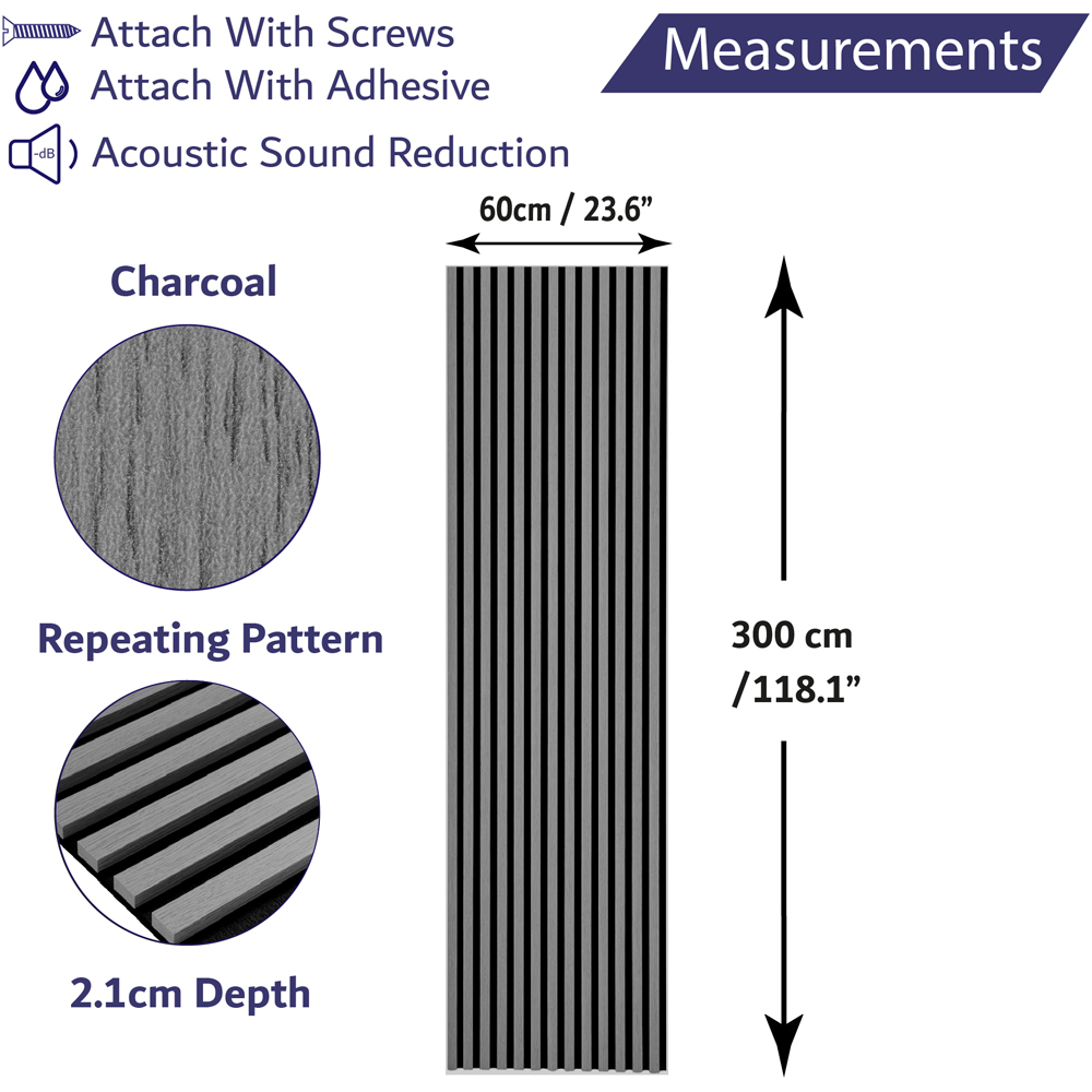 Home Treats Grey Oak Wooden 3D Acoustic Wall Panel 60 x 300cm Image 9