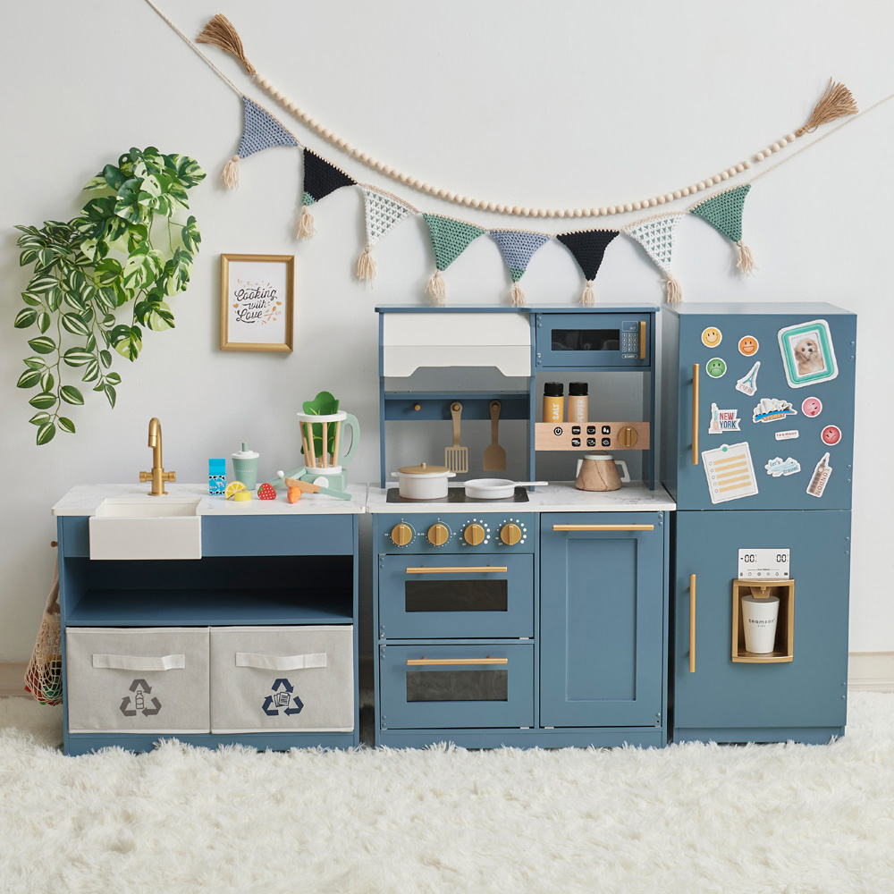Teamson Kids Little Chef Stone Blue and Gold Atlanta Large Modular Play Kitchen Image 2
