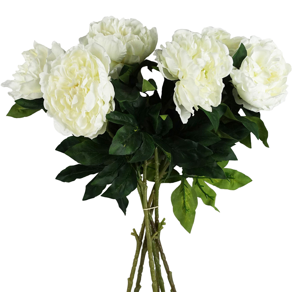 Leaf White Peony Artificial Stem 80cm 6 Pack Image 6