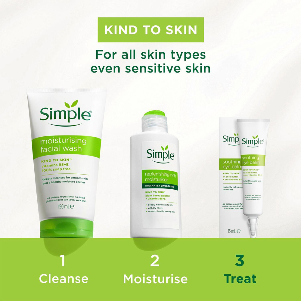 Simple Kind to Skin Moisturising Facial Wash 150ml 2 Pack Image 6