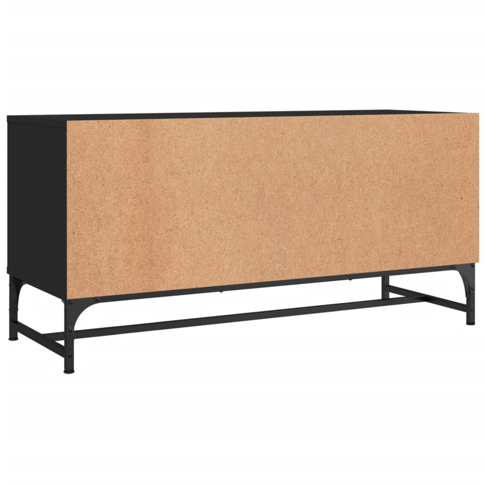 vidaXL 2 Glass Door 2 Shelf Black TV Cabinet Image 7