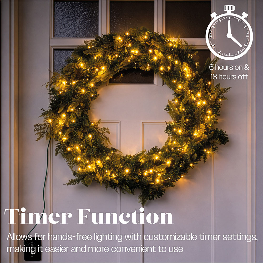 Xmas Haus 150 Warm White LED Christmas Wreath 80cm Image 7