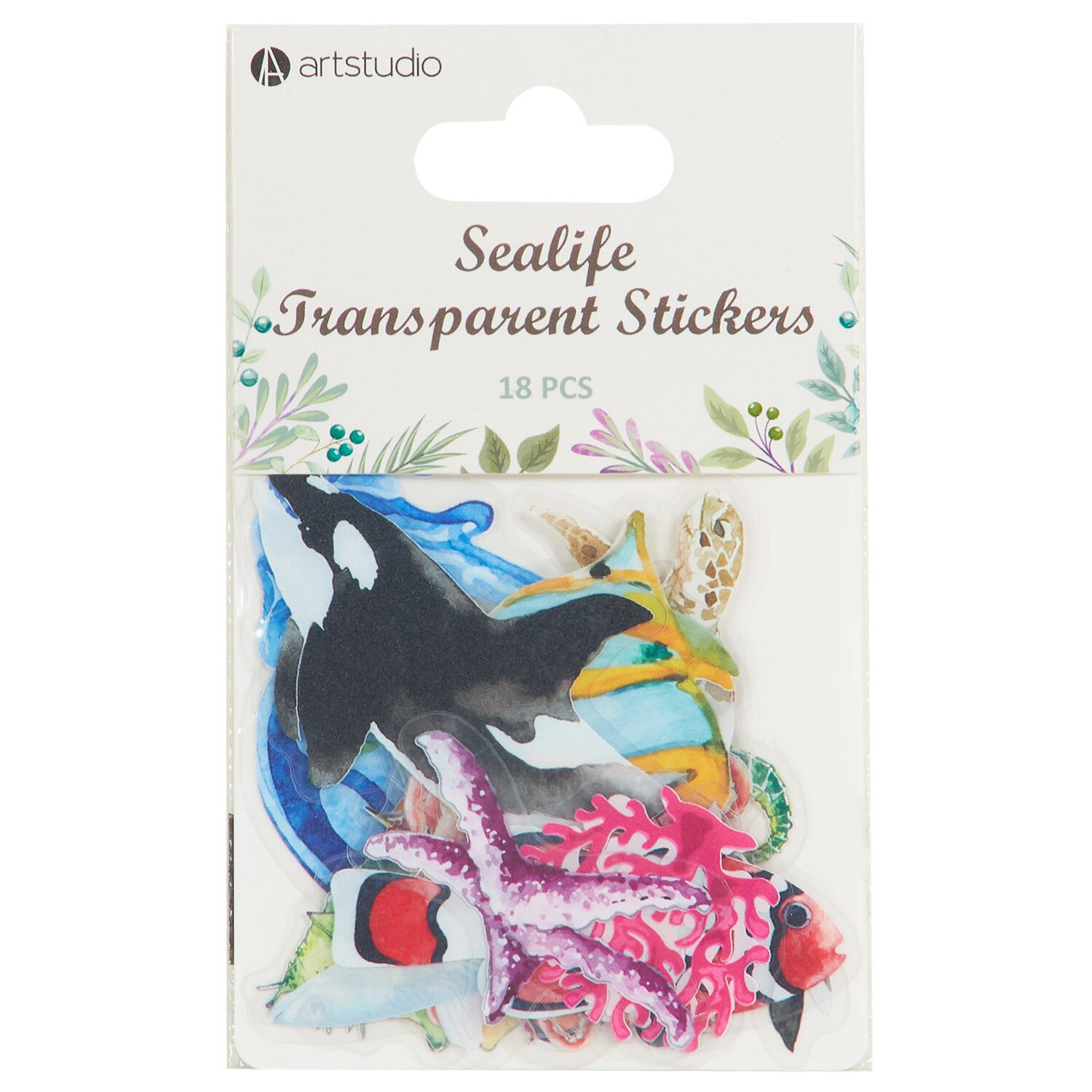 Pack of 18 Transparent Stickers - Multicolour / Sealife Image 1
