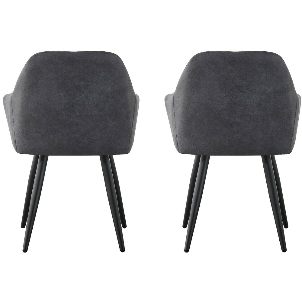 wilko Adrian Set of 2 Dark Grey Suede Faux Leather Dining Chairs Image 5