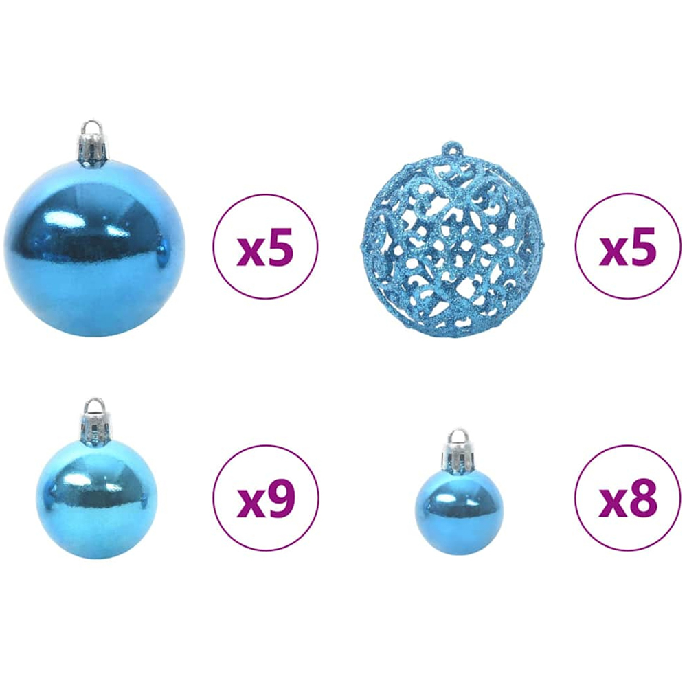 vidaXL Green Snow Flocked Artificial Christmas Tree with LEDs Blue Decoration Ornaments 5ft Image 8