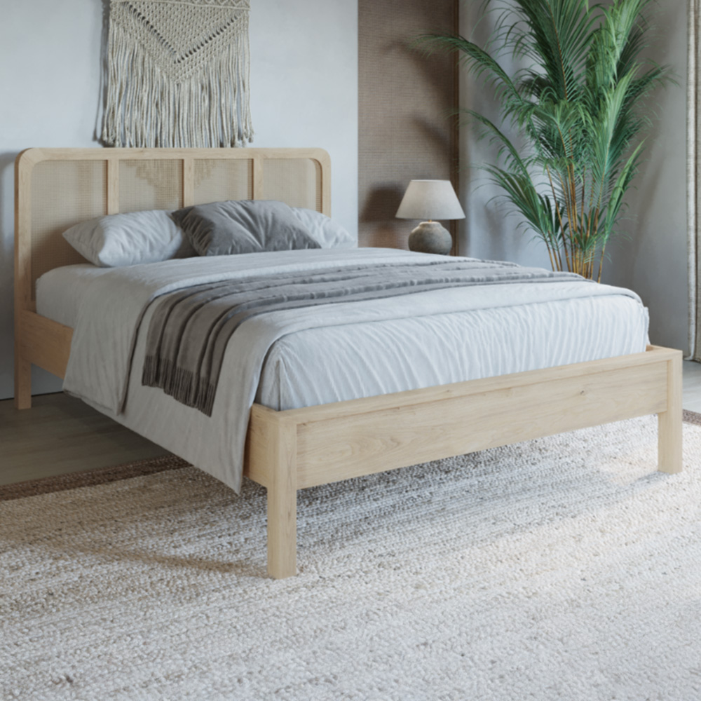 Flair Kai King Size Rattan Oak Wooden Bed Image 1