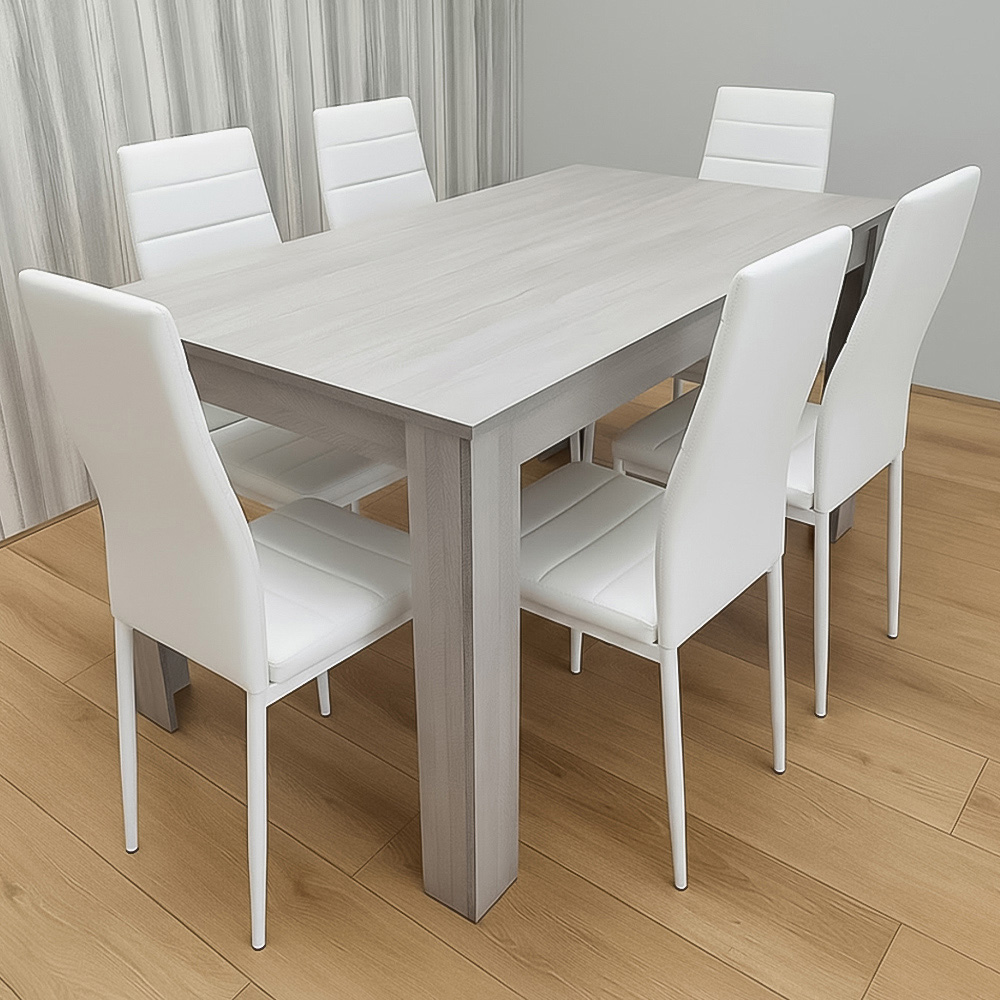 Portland Kosy Koala 6 Seater Dining Set Grey and White Image 1