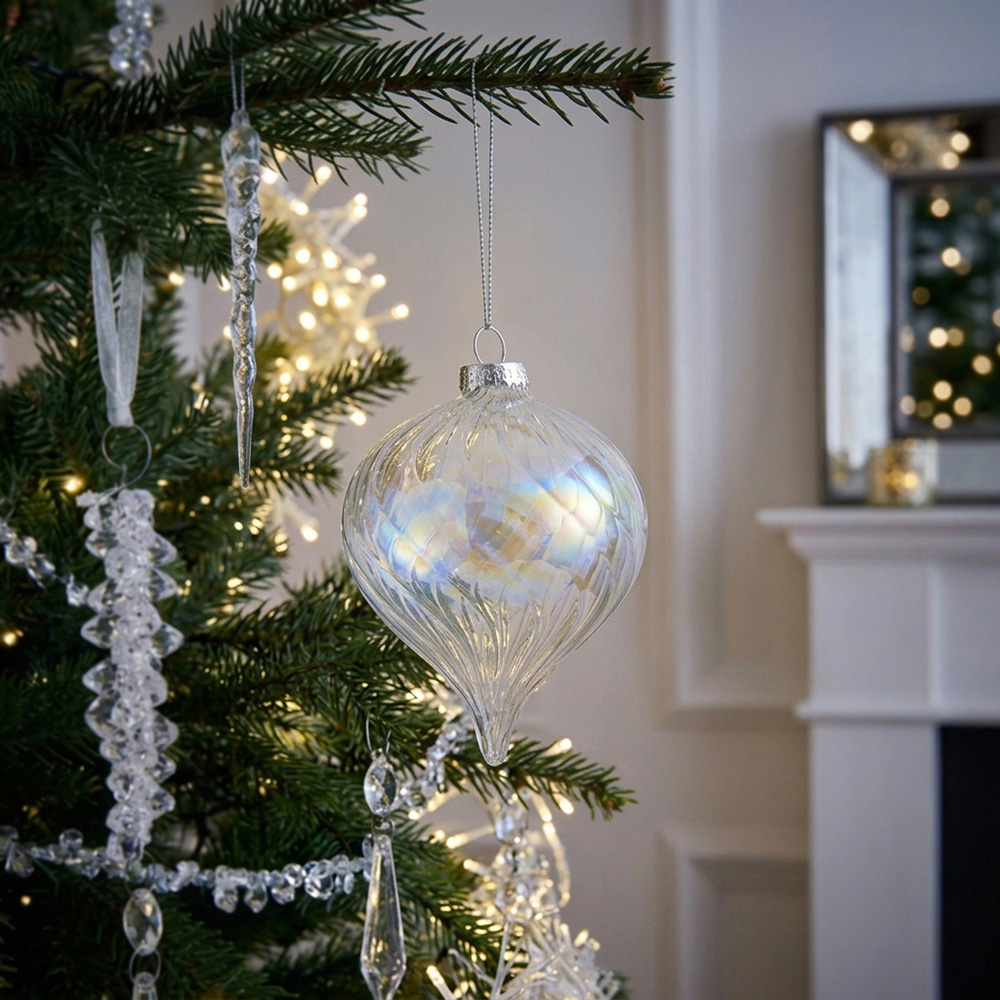 Frosted Fairytale Iridescent Lustre Swirl Bauble Image 4