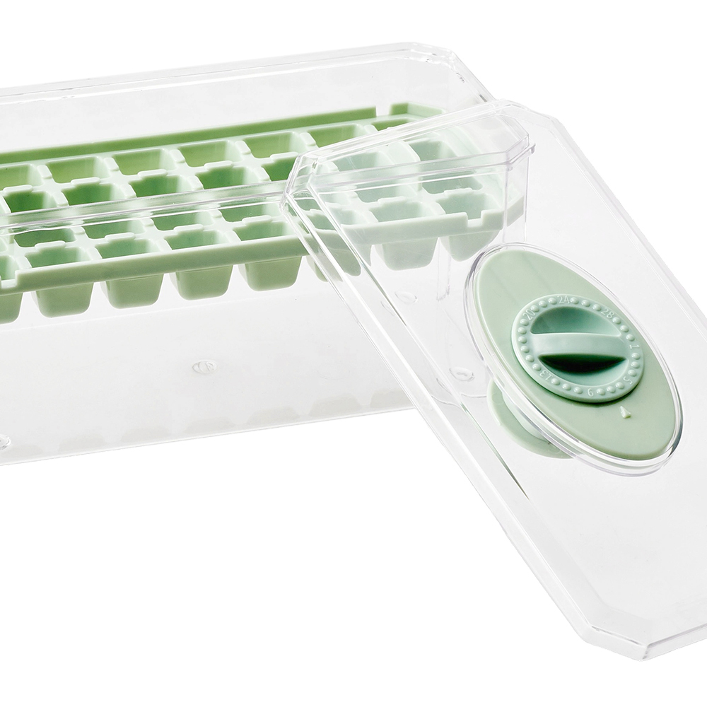 Living and Home Green 32 Grid Press Type Ice Cube Mold Box Image 4