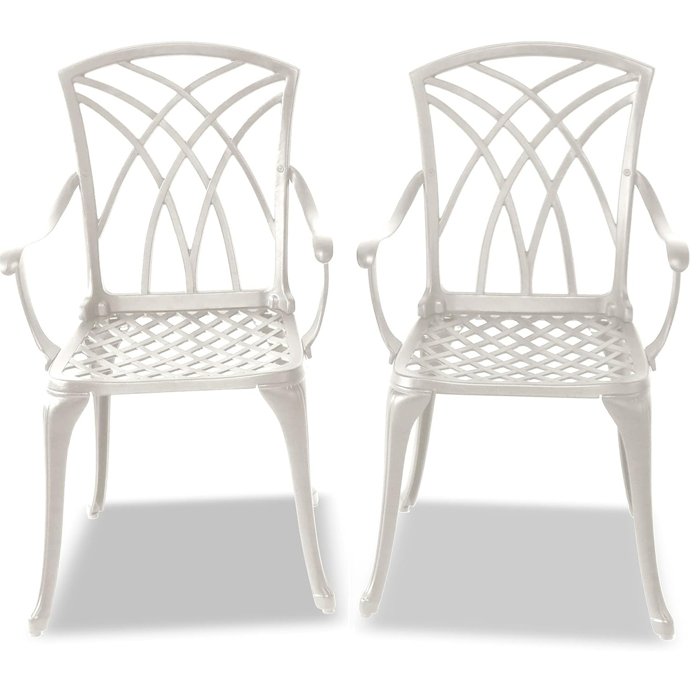 Centurion Oshowa Set of 2 White Garden Bistro Chairs with Armrests Image 2