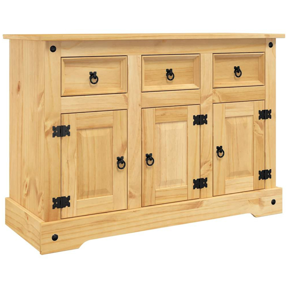 vidaXL Corona 3 Door 3 Drawer Brown Solid Mexican Pine Wood Sideboard Image 2
