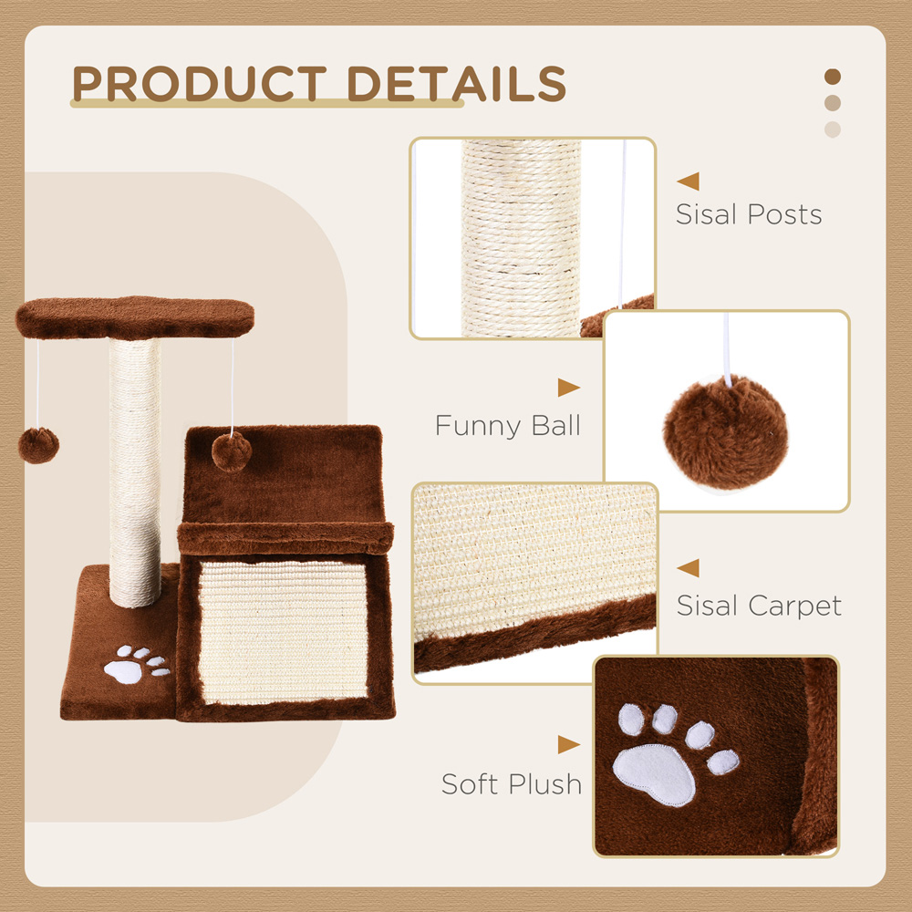 PawHut 43cm Brown Cat Activity Tree Image 2