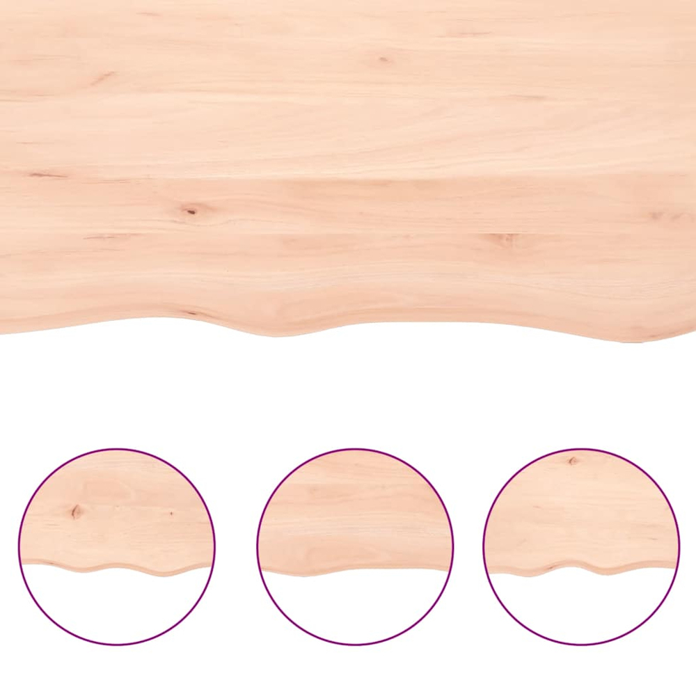 vidaXL 120cm Natural Untreated Solid Oak Wood Floating Wall Shelf Image 4