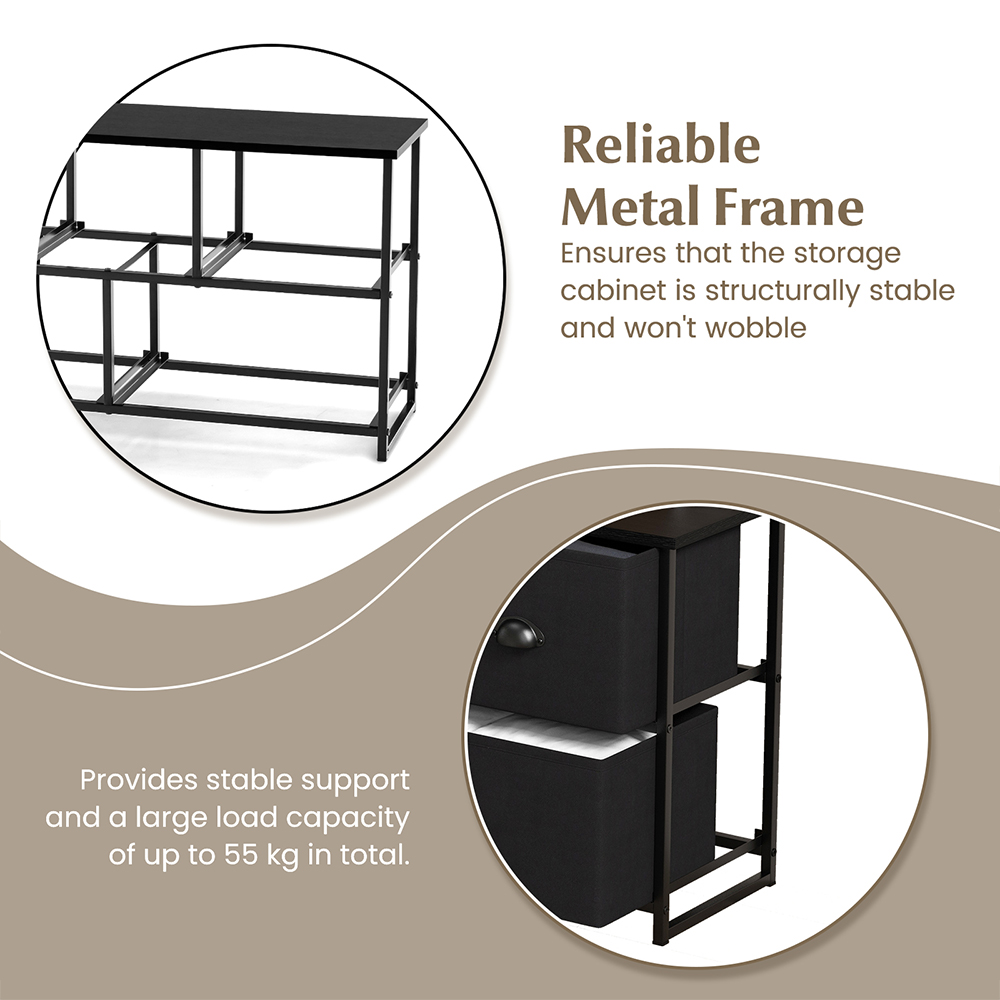 Costway 5 Drawer Black Fabric Chest of Drawers Image 7