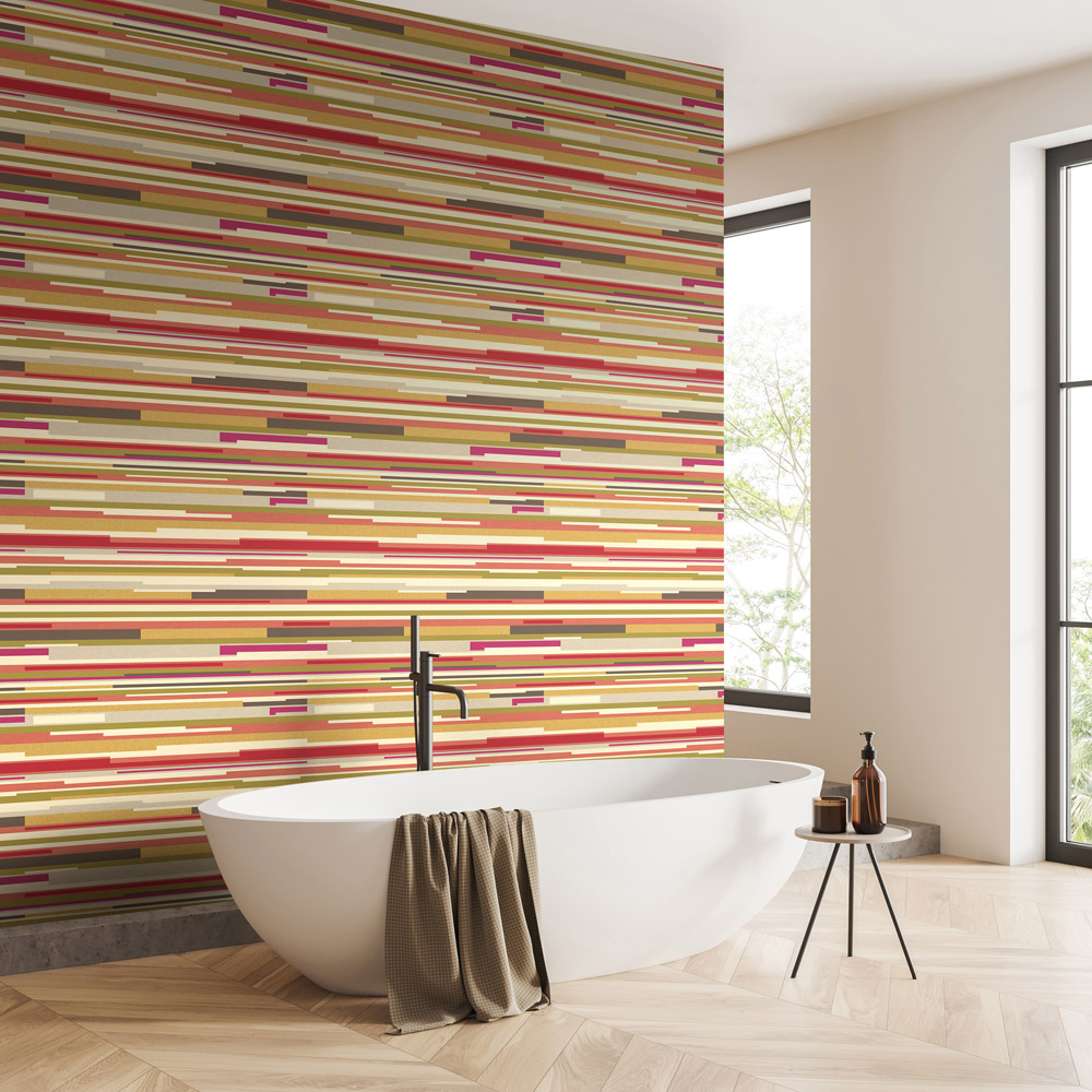 Hoopla Walls Horizontal Stripe Mustard Yellow Non Woven Wallpaper Image 2