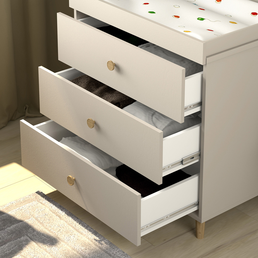 Shefa 890 3 Drawer Cashmere Beige Kids Changing Dresser Image 3
